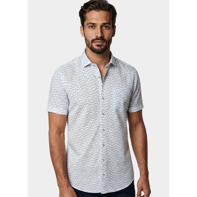 R2 Amsterdam Casual hemd korte mouw blue flamingo seersucker shor 132.wspss.032/014 203692 large