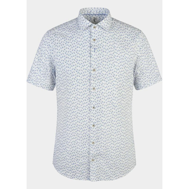 R2 Amsterdam Casual hemd korte mouw blue flamingo seersucker shor 132.wspss.032/014 203692 large