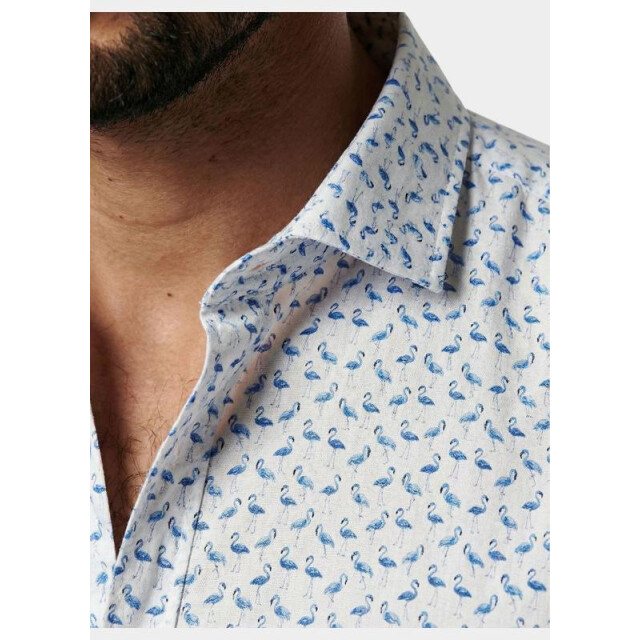 R2 Amsterdam Casual hemd korte mouw blue flamingo seersucker shor 132.wspss.032/014 203692 large