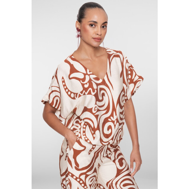 Geisha Top bi-color ecru dessin 4382.08.0034 large