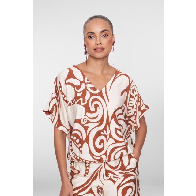 Geisha Top bi-color ecru dessin 4382.08.0034 large