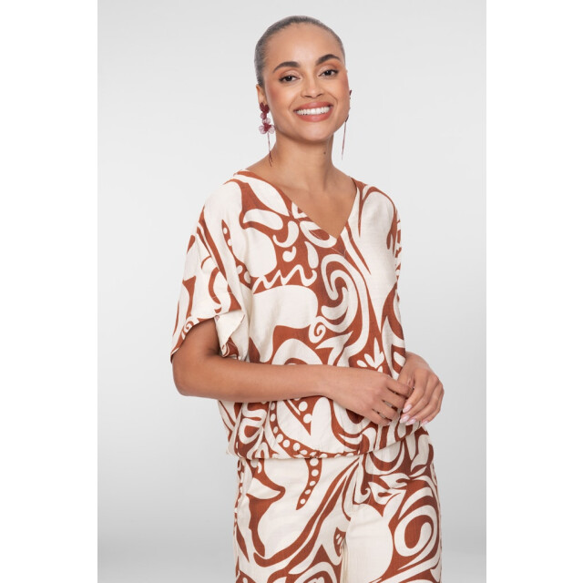 Geisha Top bi-color ecru dessin 4382.08.0034 large