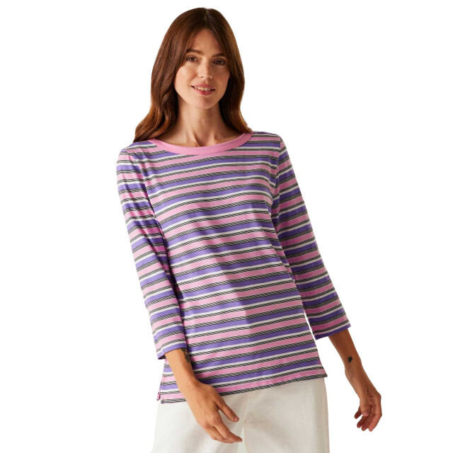 Regatta Dames baylette ii gestreept t-shirt UTRG11225_softpink large