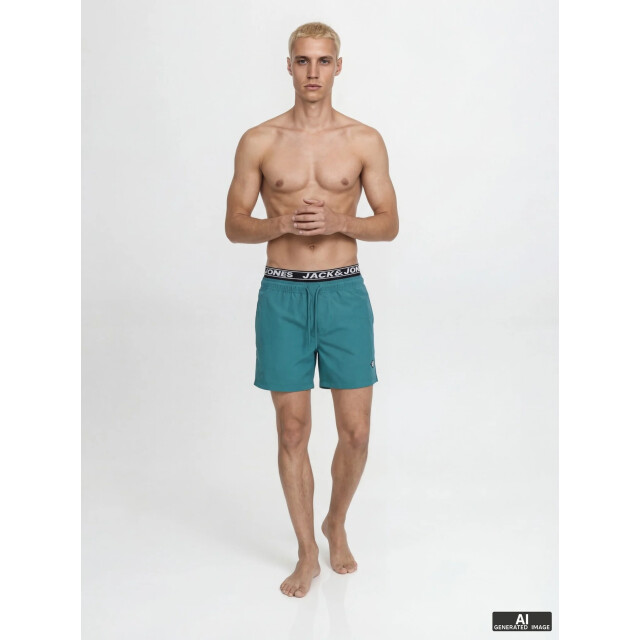 Jack & Jones Heren zwemshort jpstmaui surf dubbele waistband effen blauwgroen 12291404-Colonial Blue large