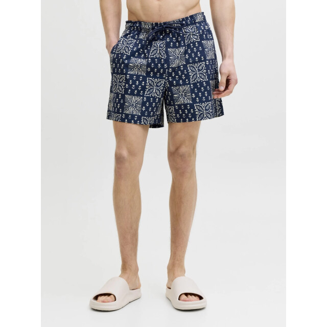 Jack & Jones Heren zwemshort jpstmaui shell geblokt/gebloemd donkerblauw/wit 12291808-Pageant Blue large