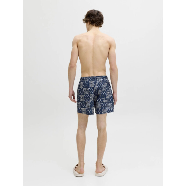 Jack & Jones Heren zwemshort jpstmaui shell geblokt/gebloemd donkerblauw/wit 12291808-Pageant Blue large