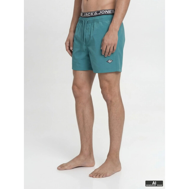 Jack & Jones Heren zwemshort jpstmaui surf dubbele waistband effen blauwgroen 12291404-Colonial Blue large