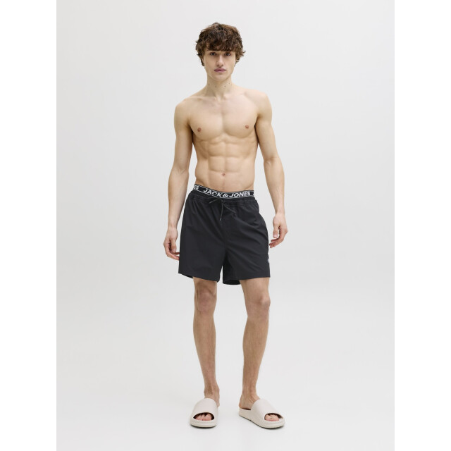 Jack & Jones Heren zwemshort jpstmaui surf dubbele waistband effen 12291404-Black large