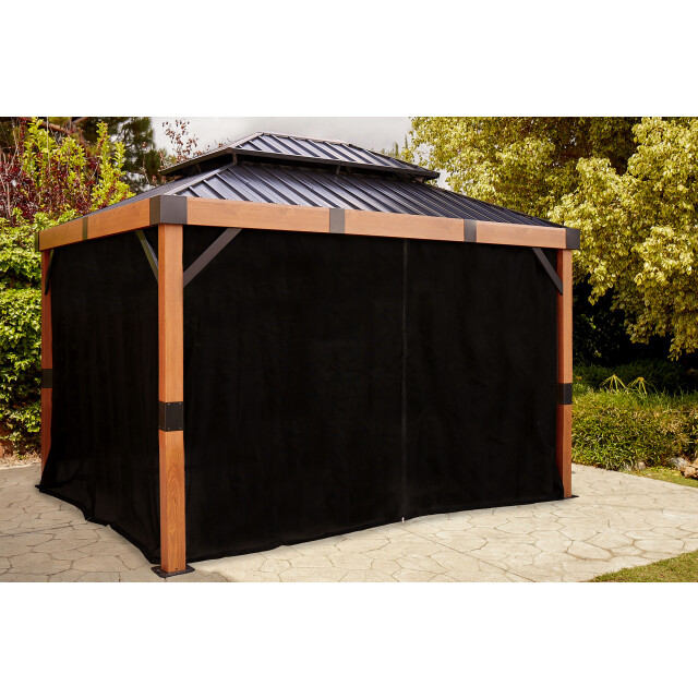Sojag Fontana aluminium paviljoen met hard dak en muggennet houtlook/ 3585432 large