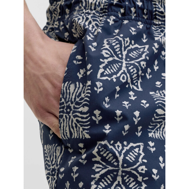Jack & Jones Heren zwemshort jpstmaui shell geblokt/gebloemd donkerblauw/wit 12291808-Pageant Blue large