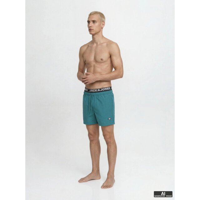 Jack & Jones Heren zwemshort jpstmaui surf dubbele waistband effen blauwgroen 12291404-Colonial Blue large