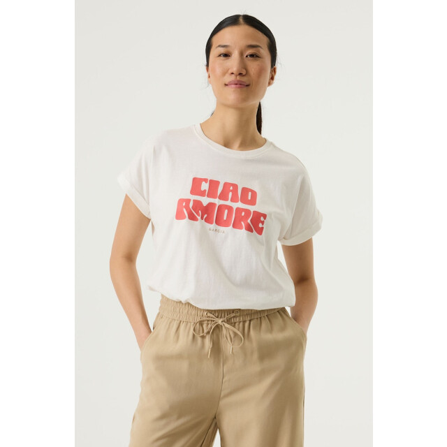 Garcia Jeans dames tops t-shirts 4339.02.0135 off-white 4339.02.0135 large