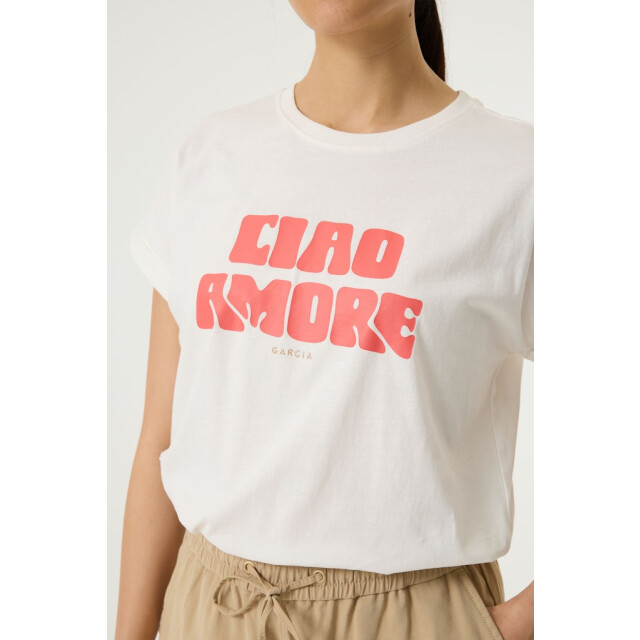 Garcia Jeans dames tops t-shirts 4339.02.0135 off-white 4339.02.0135 large