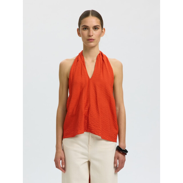 Selected Femme slflisa sl halterneck top b 16101442 potters clay 06010.560.0017 large