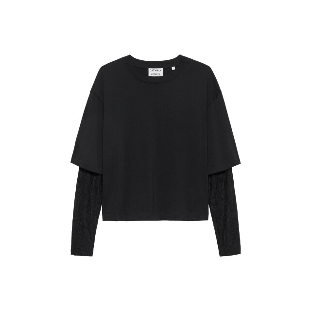 Catwalk Junkie 2504020402 tshirt with lace sleeves 2504020402 Tshirt with lace sleeves large