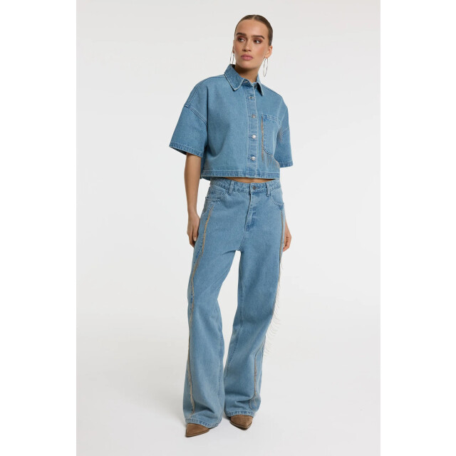 Refined Department R2603171931 ladies woven relaxed fringes denim pants payton R2603171931 ladies woven relaxed fringes denim pants PAYTON large