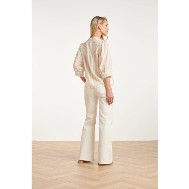 Smashed Lemon Gestreepte dames blouse met pofmouwen | 8718679004886 large