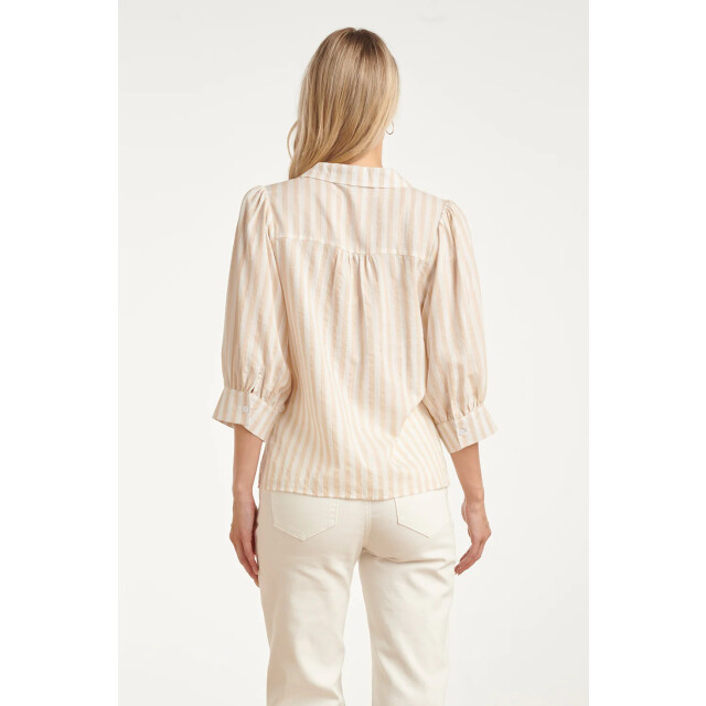 Smashed Lemon Gestreepte dames blouse met pofmouwen | 8718679004886 large