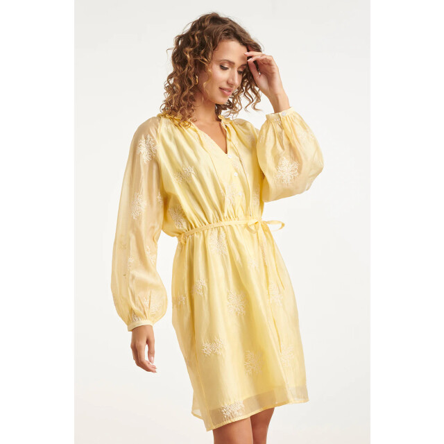 Smashed Lemon Romantische kortejurk met ruches en taillekoord | 8718679007689 large