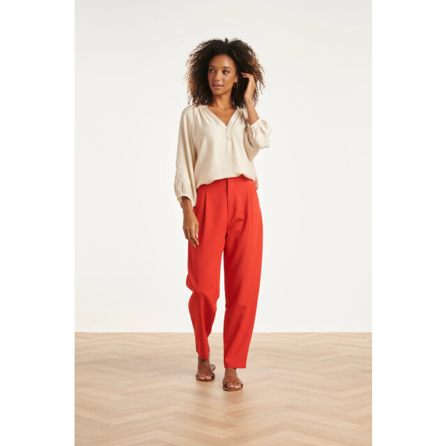 Smashed Lemon Soepelvallende blouse met geborduurde mouwen | 8718679010245 large