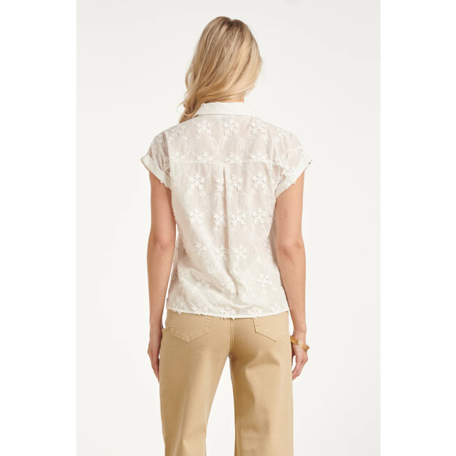 Smashed Lemon Blouse met bloemen borduursel en korte mouwen | 8718679006422 large