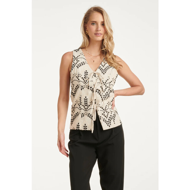 Smashed Lemon Stijlvolle gilet met contrastrijk borduurwerk en strikdetails | 8718679008402 large