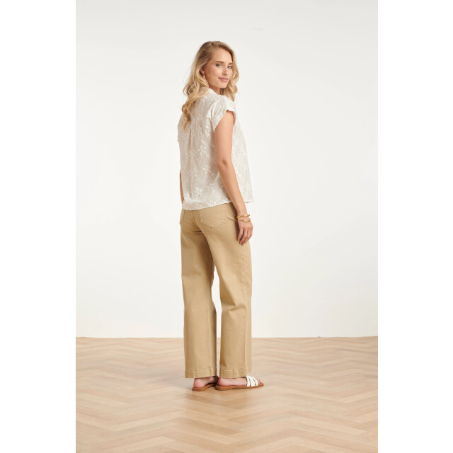 Smashed Lemon Blouse met bloemen borduursel en korte mouwen | 8718679006422 large