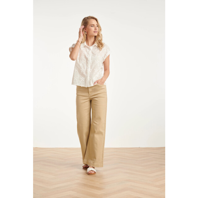 Smashed Lemon Blouse met bloemen borduursel en korte mouwen | 8718679006422 large