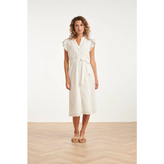 Smashed Lemon Broderie doorknoopjurk met flutter mouwen | 8718679016407 large