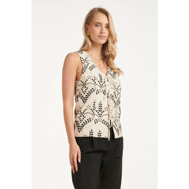 Smashed Lemon Stijlvolle gilet met contrastrijk borduurwerk en strikdetails | 8718679008402 large