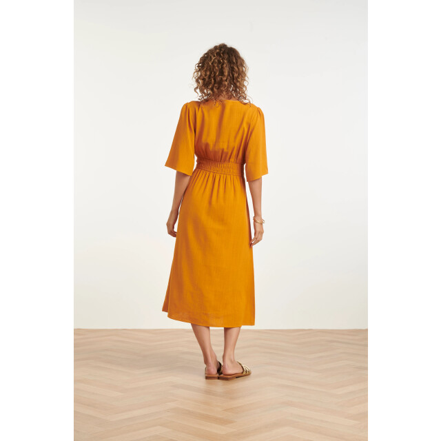 Smashed Lemon Luchtige linnen midi-jurk met vetersluiting | 8718679011228 large
