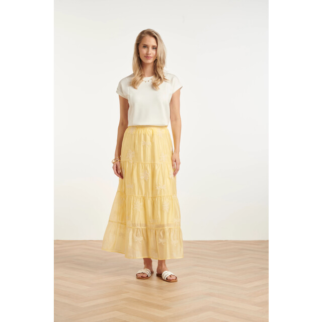Smashed Lemon Zwierige maxi-rok met geborduurde print en stroken | 8718679007870 large
