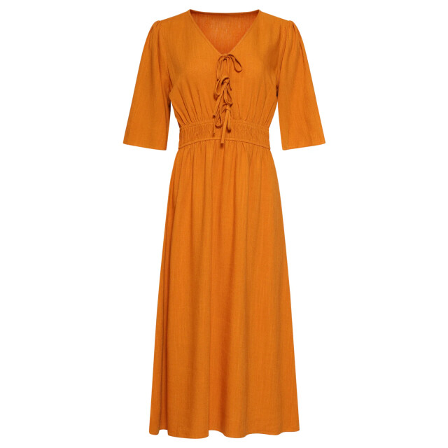 Smashed Lemon Luchtige linnen midi-jurk met vetersluiting | 8718679011228 large