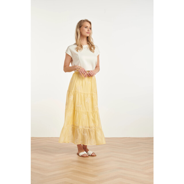 Smashed Lemon Zwierige maxi-rok met geborduurde print en stroken | 8718679007870 large
