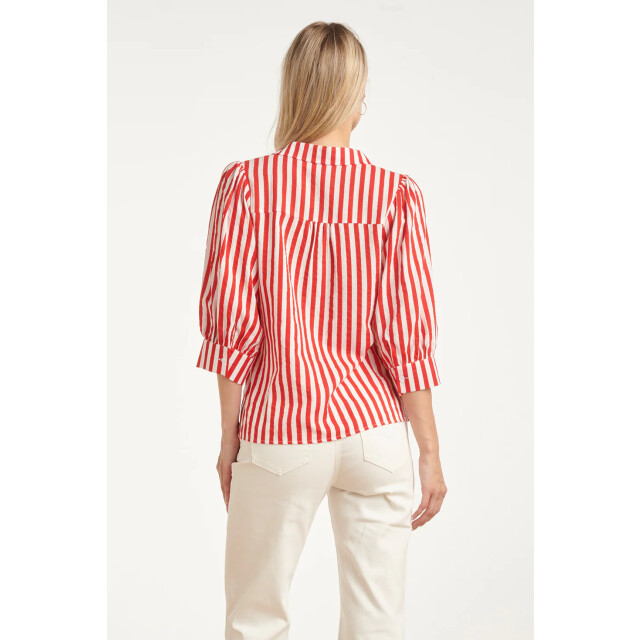 Smashed Lemon Gestreepte dames blouse met pofmouwen | 8718679004800 large