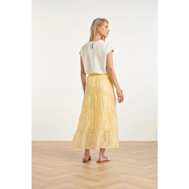 Smashed Lemon Zwierige maxi-rok met geborduurde print en stroken | 8718679007870 large
