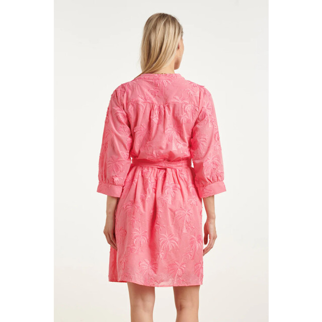 Smashed Lemon Korte jurk met geborduurd palmmotief en ceintuur | 8718679006965 large