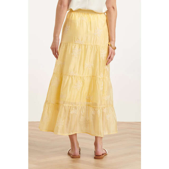 Smashed Lemon Zwierige maxi-rok met geborduurde print en stroken | 8718679007870 large