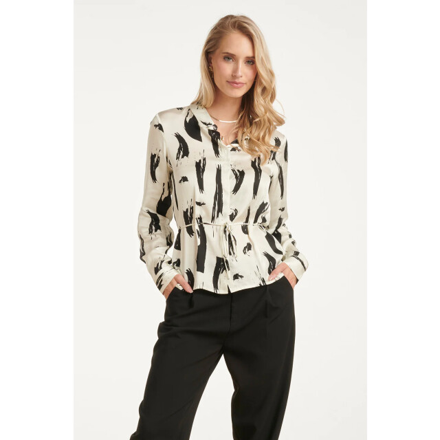 Smashed Lemon Abstracte blouse met tailleceintuur | 8718679002721 large