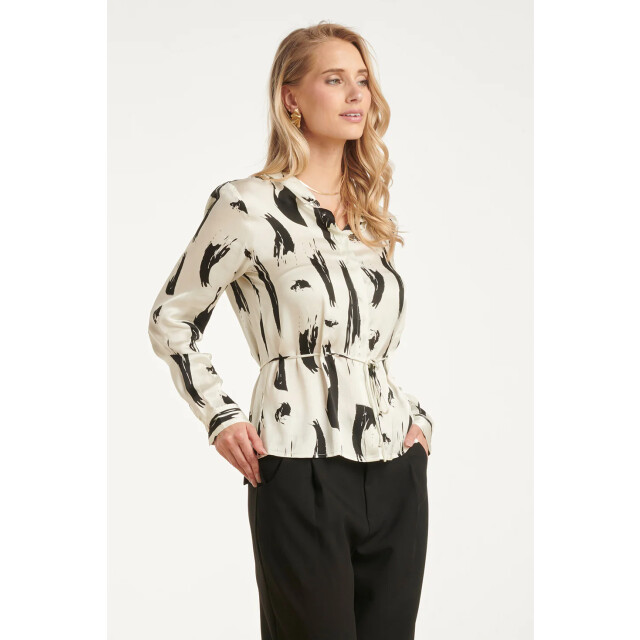 Smashed Lemon Abstracte blouse met tailleceintuur | 8718679002721 large