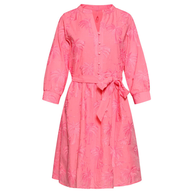 Smashed Lemon Korte jurk met geborduurd palmmotief en ceintuur | 8718679006965 large