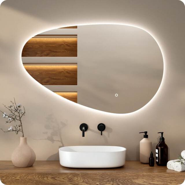 Mirlux Badkamerspiegel 100x62.5cm asymmetrisch frameloos 3590779 large