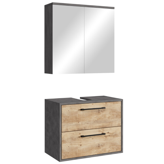 Badplaats Wastafelkast set florence 60 x 35 cm – kastanje met donker grijs 3594059 large