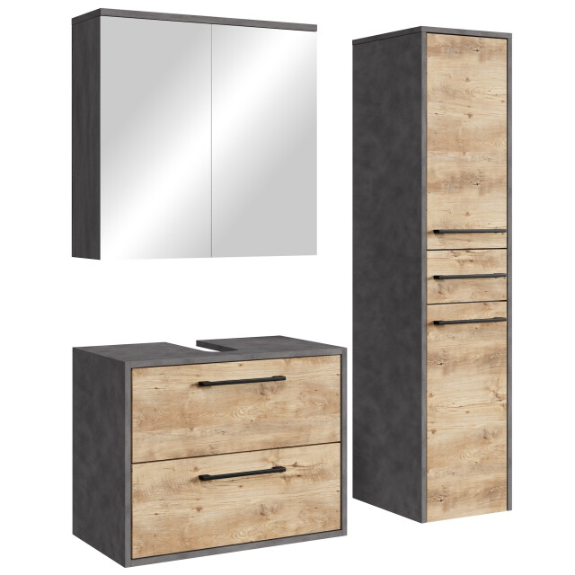 Badplaats Wastafelkast set florence 60 x 35 cm – kastanje met donker grijs 3594054 large