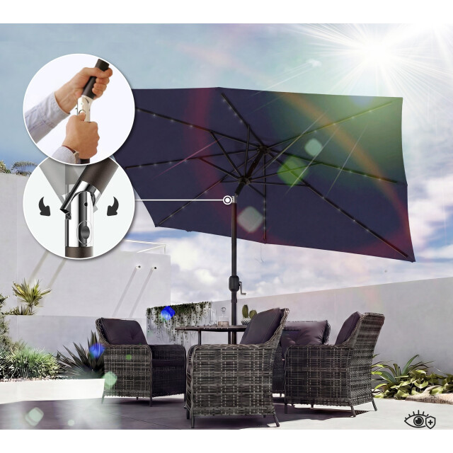 4goodz Parasol met led zonne-energie verlichting ca. 200x300 cm met - 3595226 large