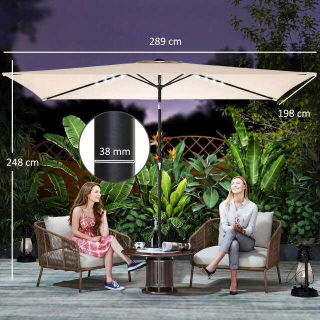 4goodz Parasol met led zonne-energie verlichting ca. 200x300 cm met creme 3595249 large