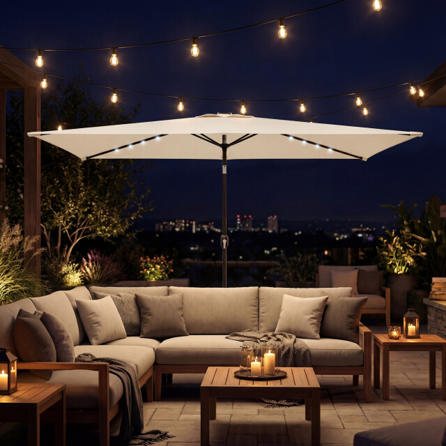 4goodz Parasol met led zonne-energie verlichting ca. 200x300 cm met creme 3595249 large