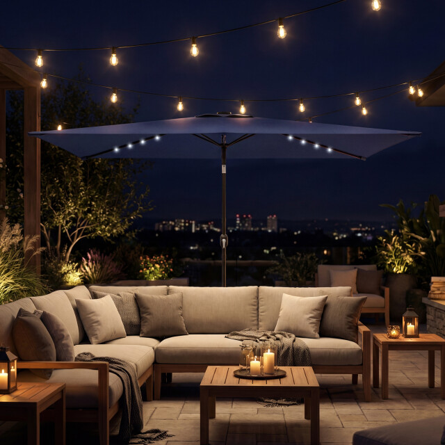 4goodz Parasol met led zonne-energie verlichting ca. 200x300 cm met - 3595226 large