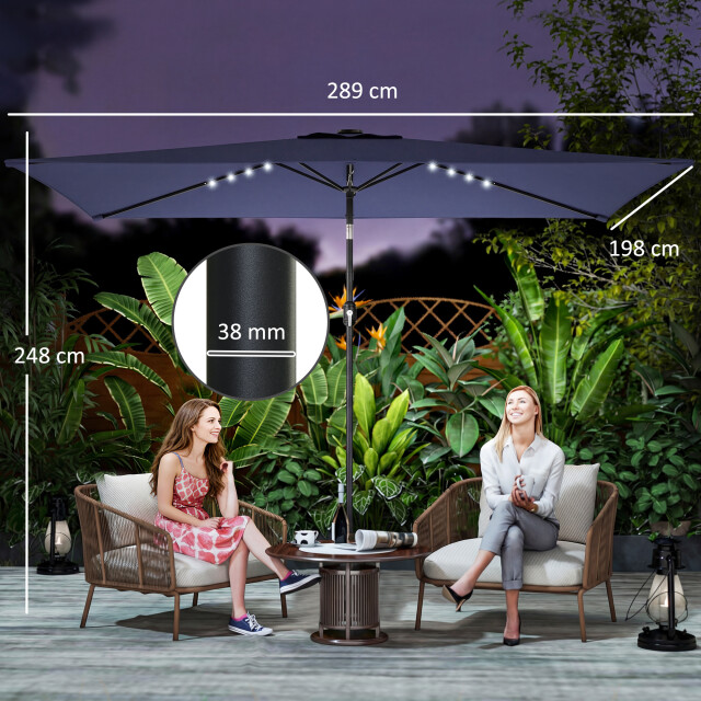 4goodz Parasol met led zonne-energie verlichting ca. 200x300 cm met - 3595226 large
