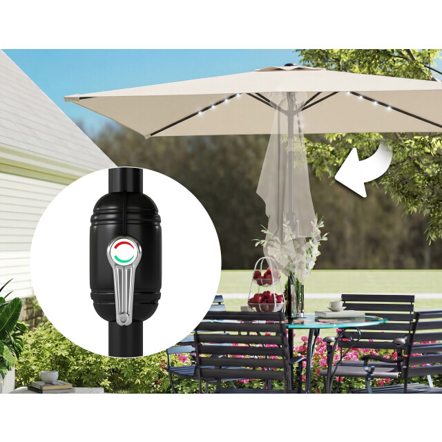 4goodz Parasol met led zonne-energie verlichting ca. 200x300 cm met creme 3595249 large